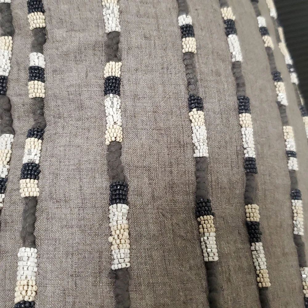 Hotel Collection Grey Beaded Accent Pillow NWT
